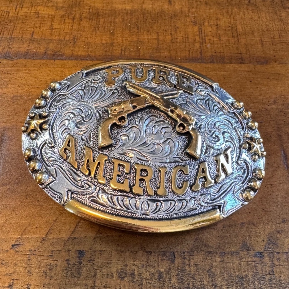 Cody James Pure American Belt Buckle Mens Silver Gold Metal Western Cowboy
